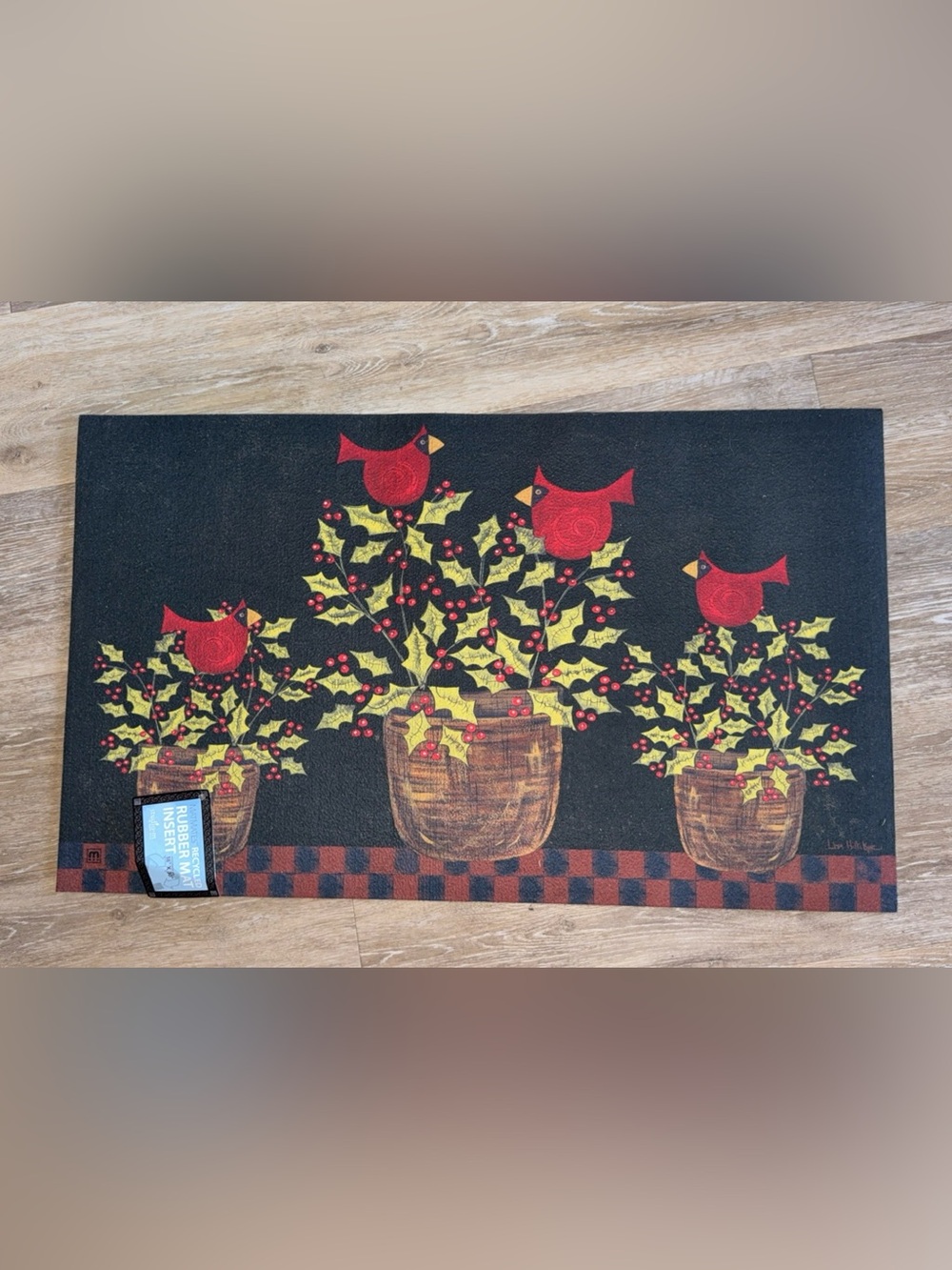 18x30 MatMates Studio M holiday cardinal Rubber Doormatt insert mat